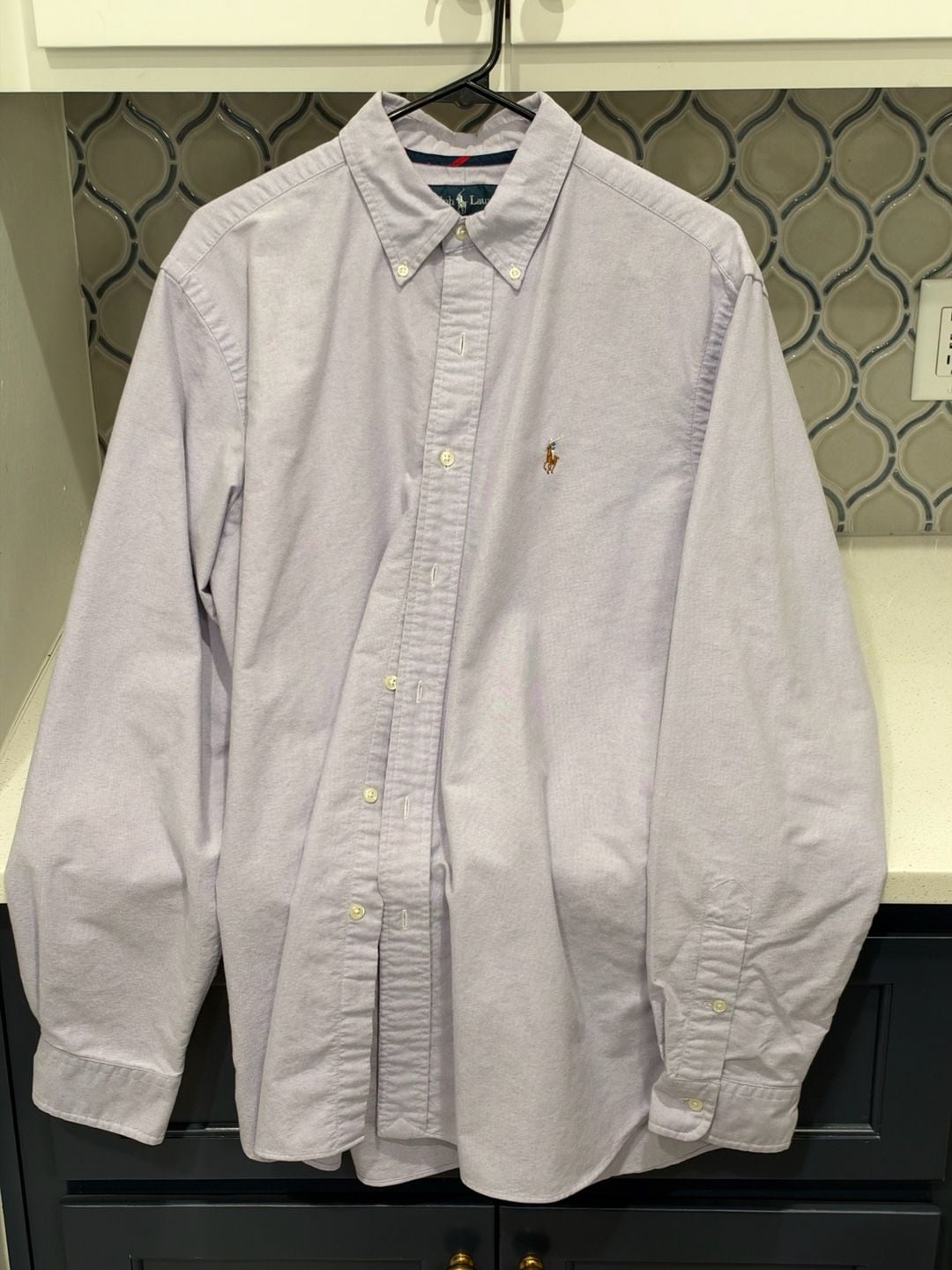 Ralph Lauren Button Down Oxford Shirt Size L Purple Classic Fit Long Sleeve 2