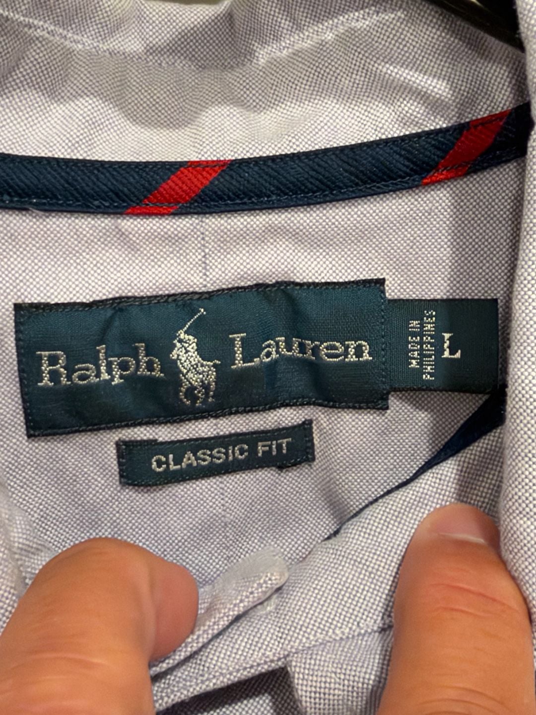 Ralph Lauren Button Down Oxford Shirt Size L Purple Classic Fit Long Sleeve 4