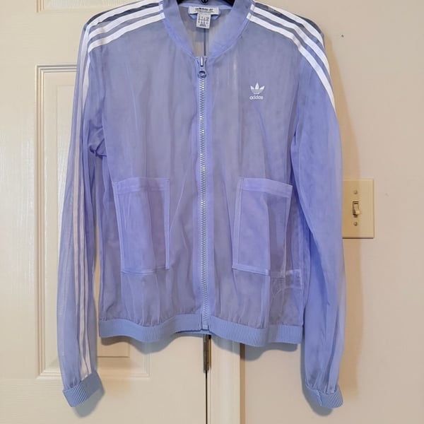 Adidas Mesh Track Jacket Size S Blue Sheer Full Zip