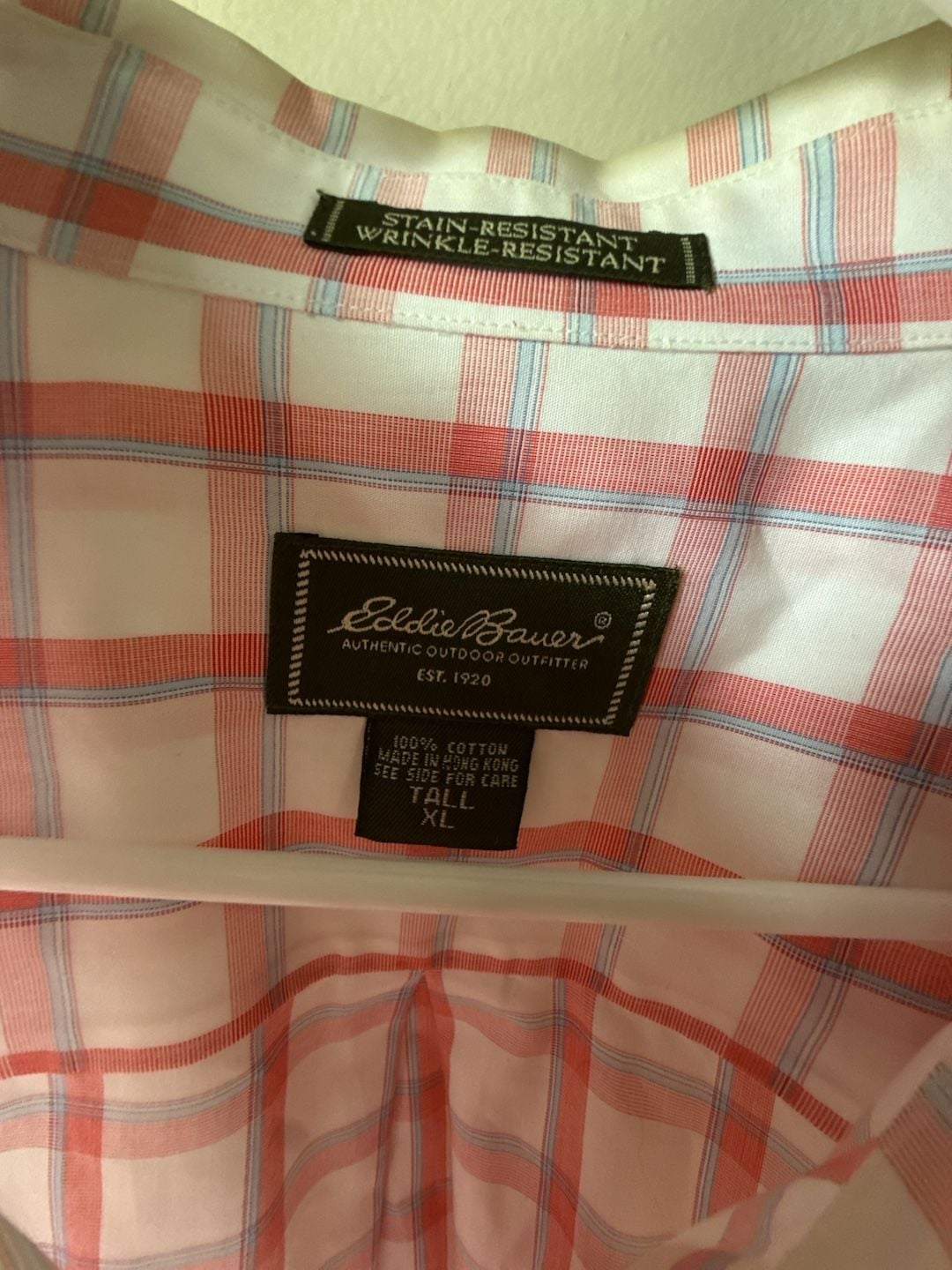 Eddie Bauer Plaid Button Down Shirt Tall XL Pink 3