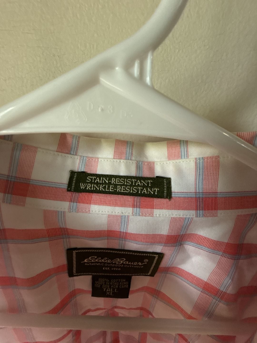 Eddie Bauer Plaid Button Down Shirt Tall XL Pink 4
