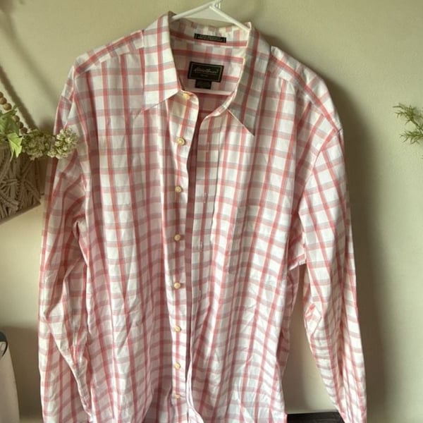 Eddie Bauer Plaid Button Down Shirt Tall XL Pink