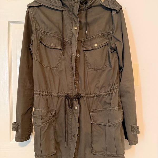Talula Trooper Utility Jacket Size S Olive Green Cotton Hooded Army Coat