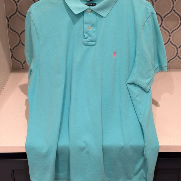 Polo Ralph Lauren Custom Fit Polo Shirt Size XL Turquoise Blue