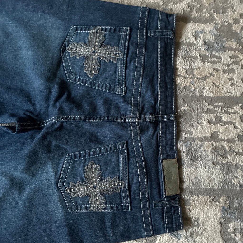 Ms. Firefly Jeans Size 16 Dark Wash Rhinestone Cross Pockets 3
