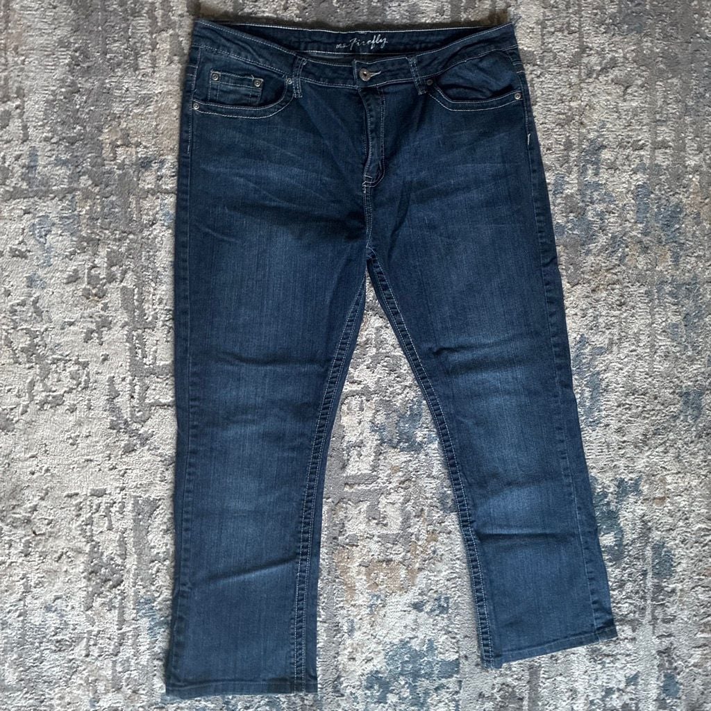Ms. Firefly Jeans Size 16 Dark Wash Rhinestone Cross Pockets 5