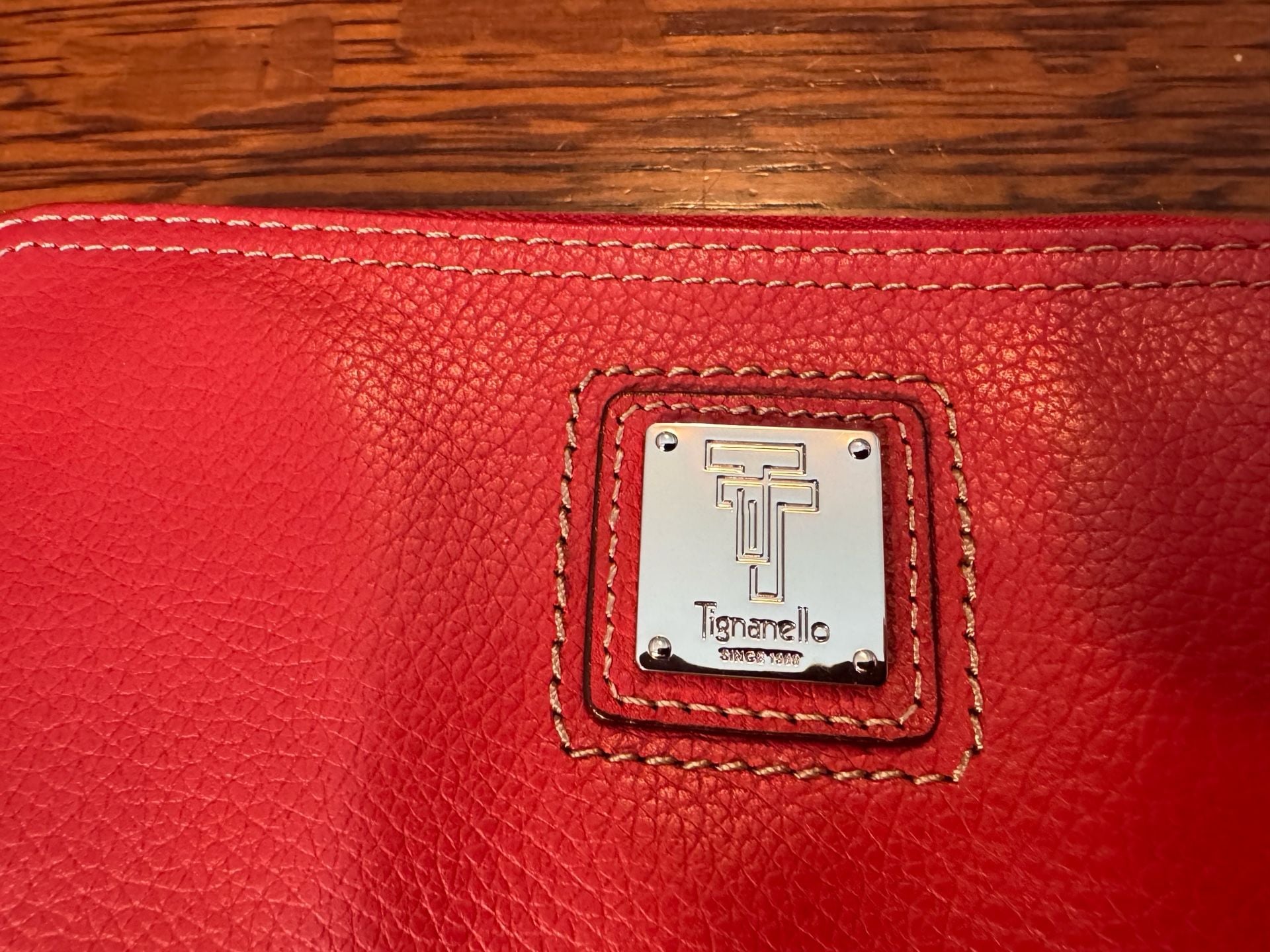 Tignanello Red Leather Zip Around Wallet 3