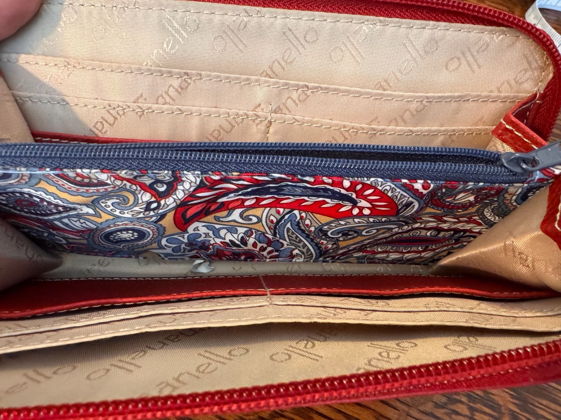 Tignanello Red Leather Zip Around Wallet 8