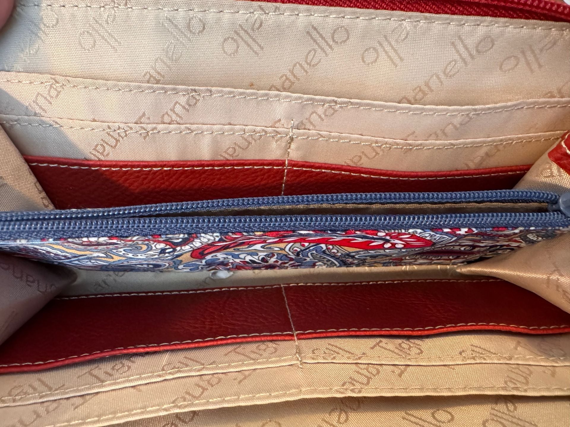 Tignanello Red Leather Zip Around Wallet 9