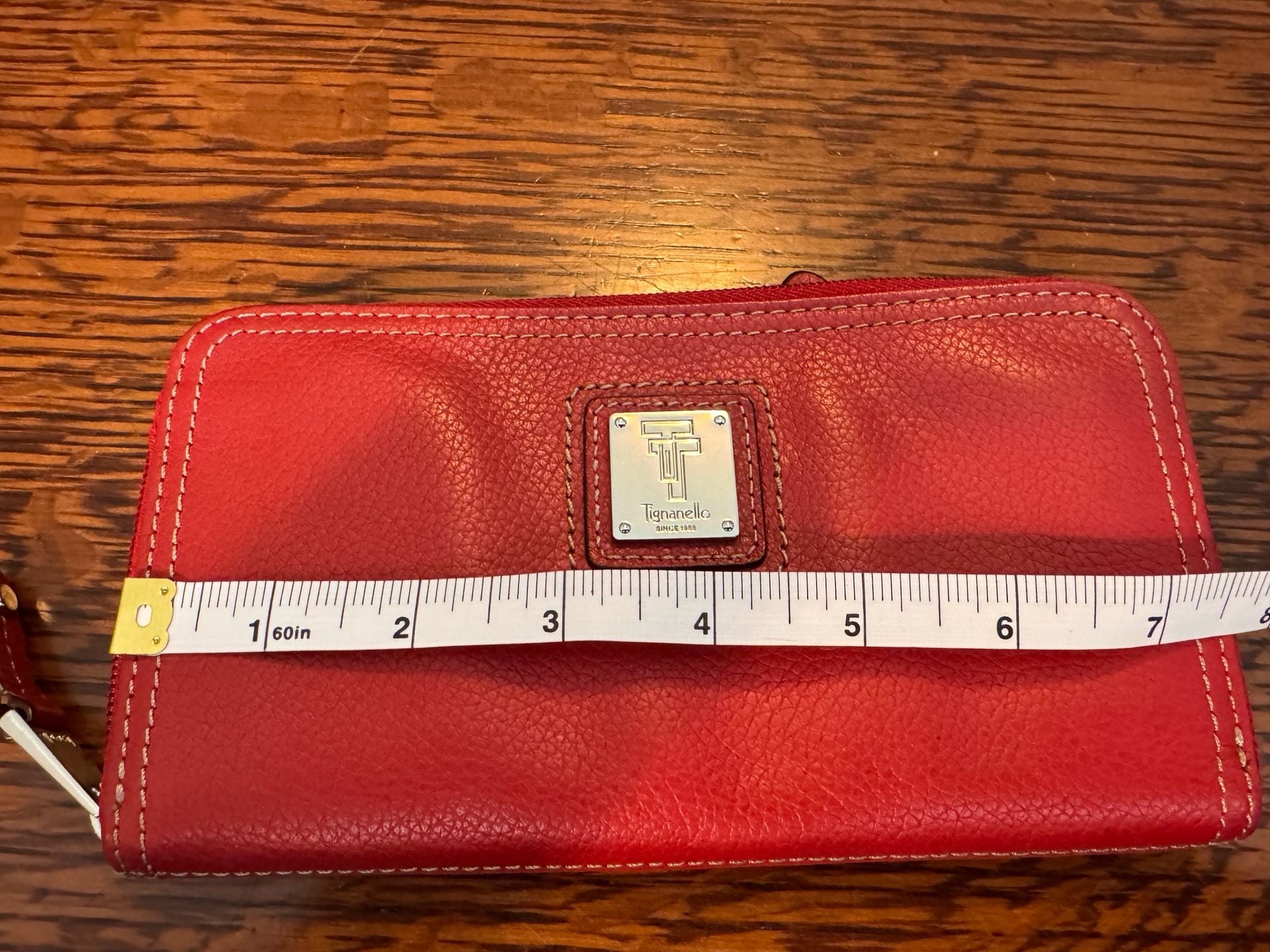 Tignanello Red Leather Zip Around Wallet 10