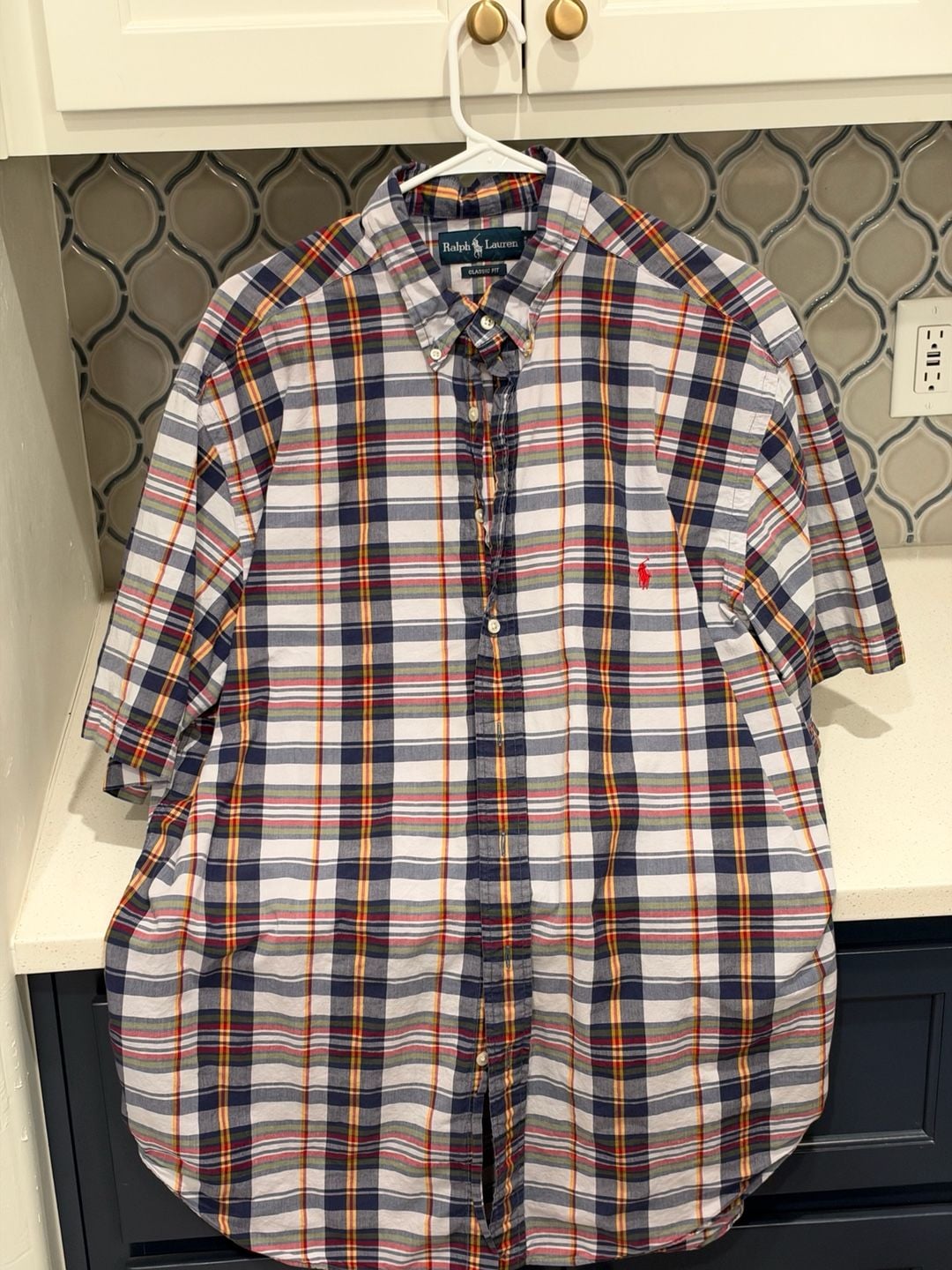 Ralph Lauren Classic Fit Plaid Short Sleeve Button-Down Shirt XLT Tall 2