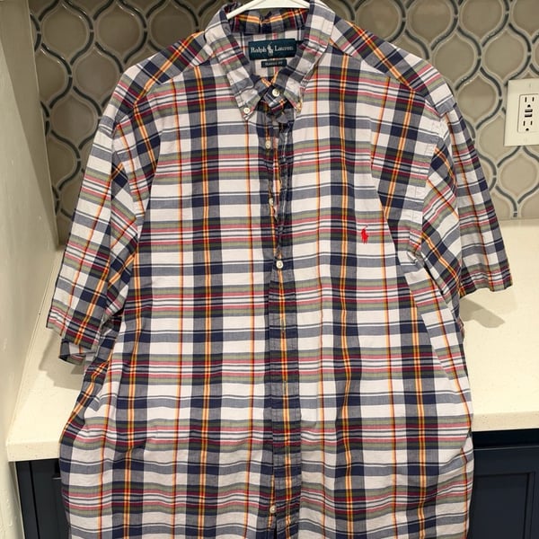 Ralph Lauren Classic Fit Plaid Short Sleeve Button-Down Shirt XLT Tall