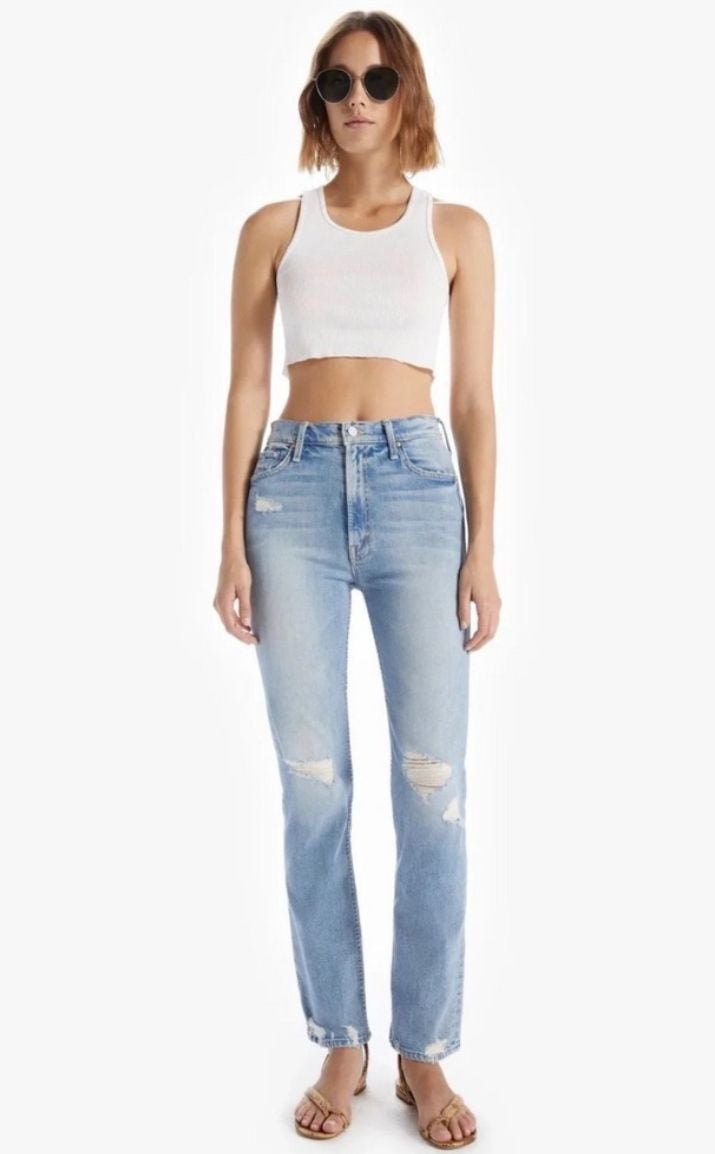 Mother Superior The High Waisted Rider Skimp Jeans Size 28 Distressed 2