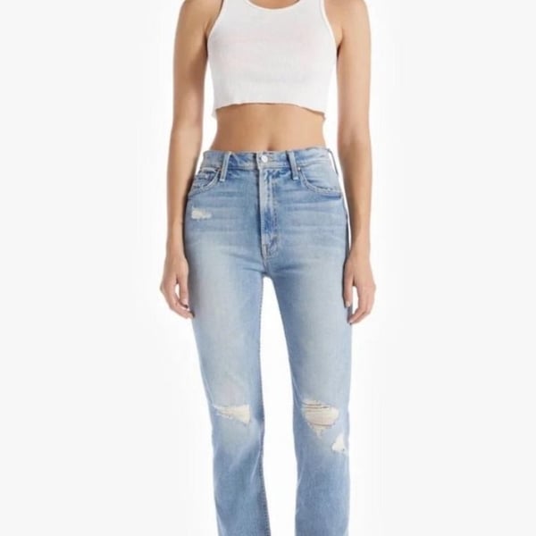 Mother Superior The High Waisted Rider Skimp Jeans Size 28 Distressed