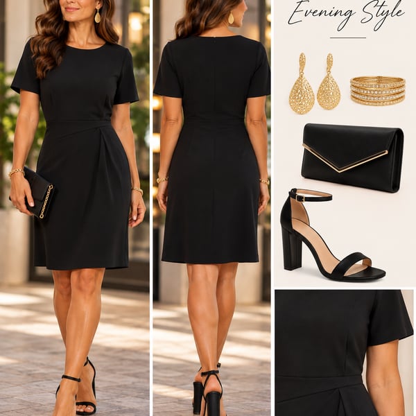 Banana Republic Black Short Sleeve Dress Size 0 Sheath Career