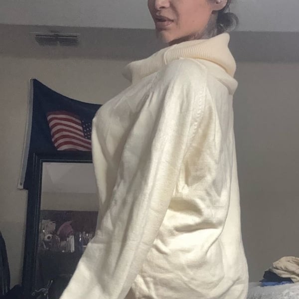 Unbranded Cream Turtleneck Knit Sweater