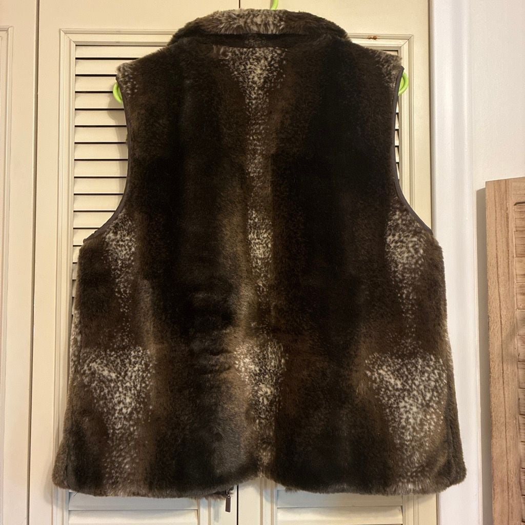 Giacca a Gallery Company Faux Fur Reversible Vest Size M Brown 3