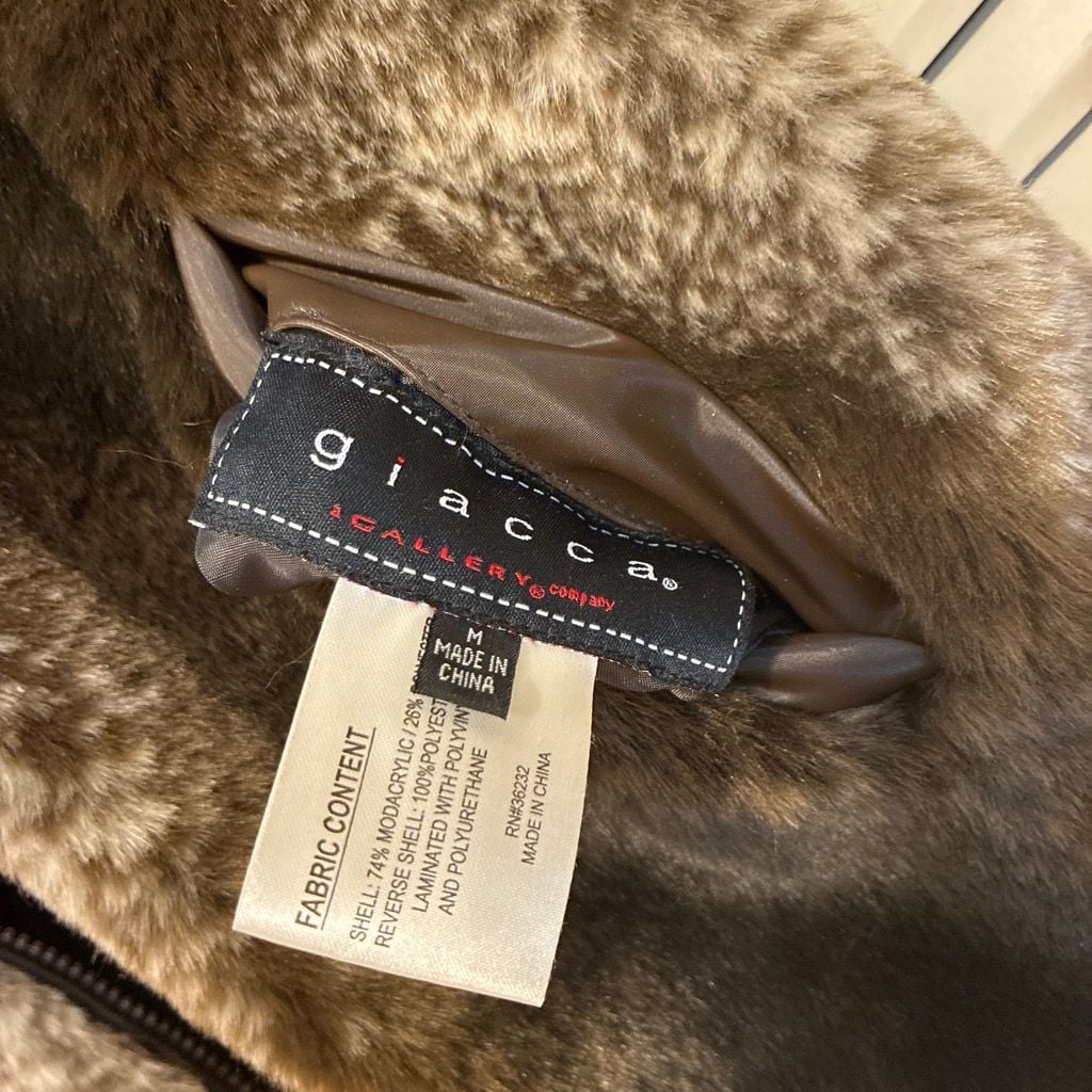 Giacca a Gallery Company Faux Fur Reversible Vest Size M Brown 4