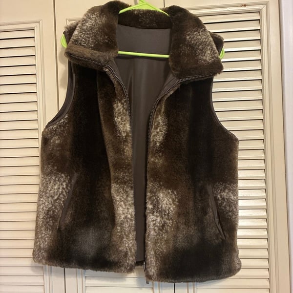 Giacca a Gallery Company Faux Fur Reversible Vest Size M Brown