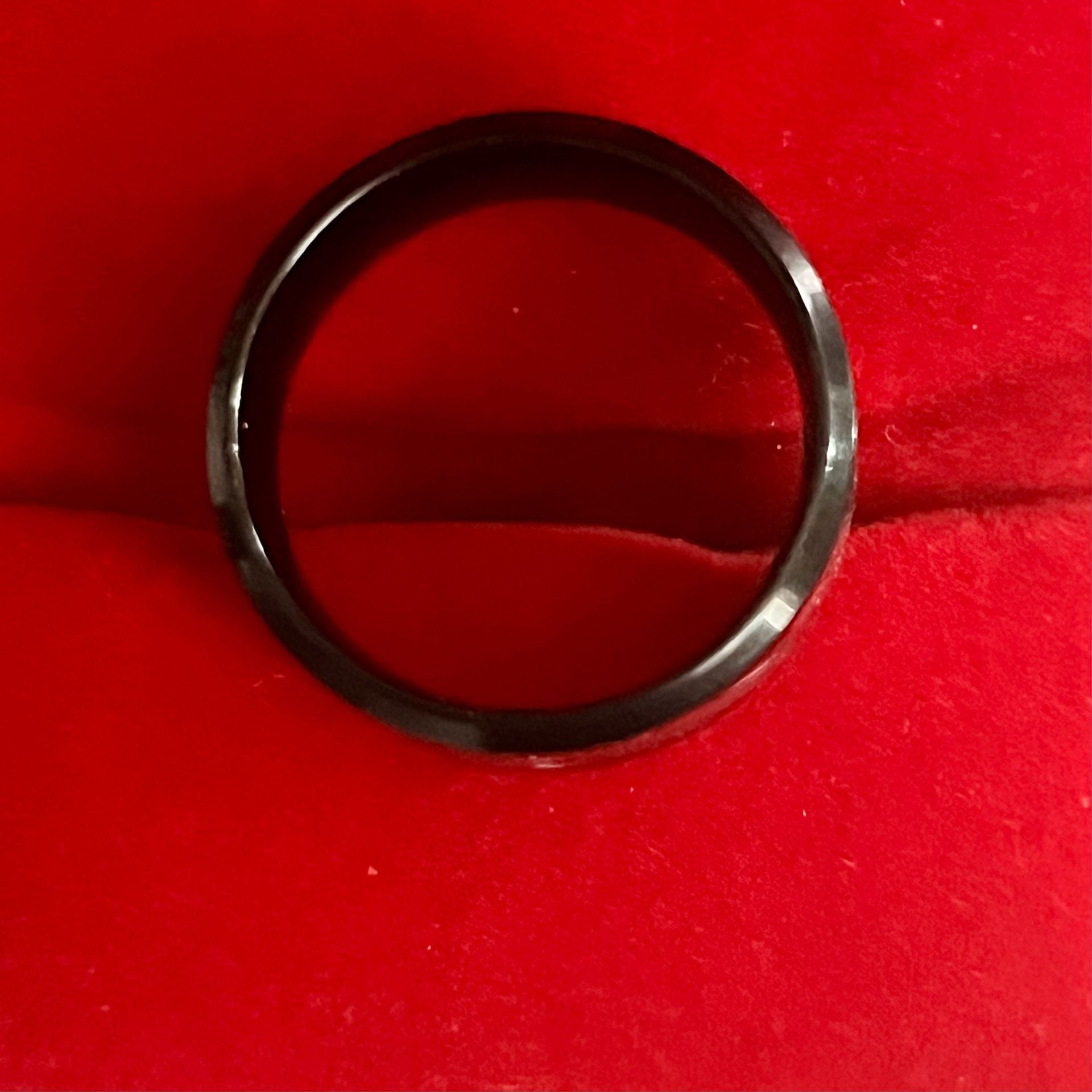 Black Tungsten Carbide Faceted Pink Art Deco 6mm Band Size 9 5