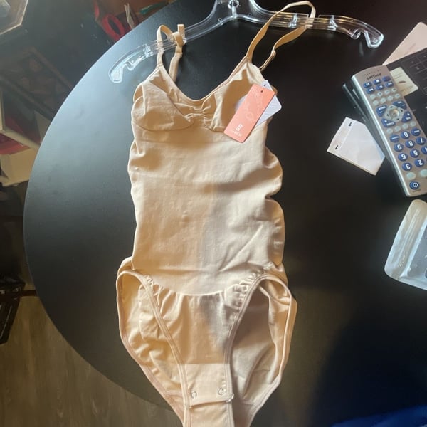 FeelinGirl Bodysuit Shapewear Size M/L Beige Spaghetti Strap Tummy Control