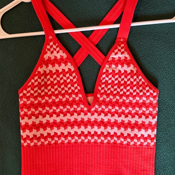 Free People Movement Crop Tank Size XS/S Red White Patterned Activewear