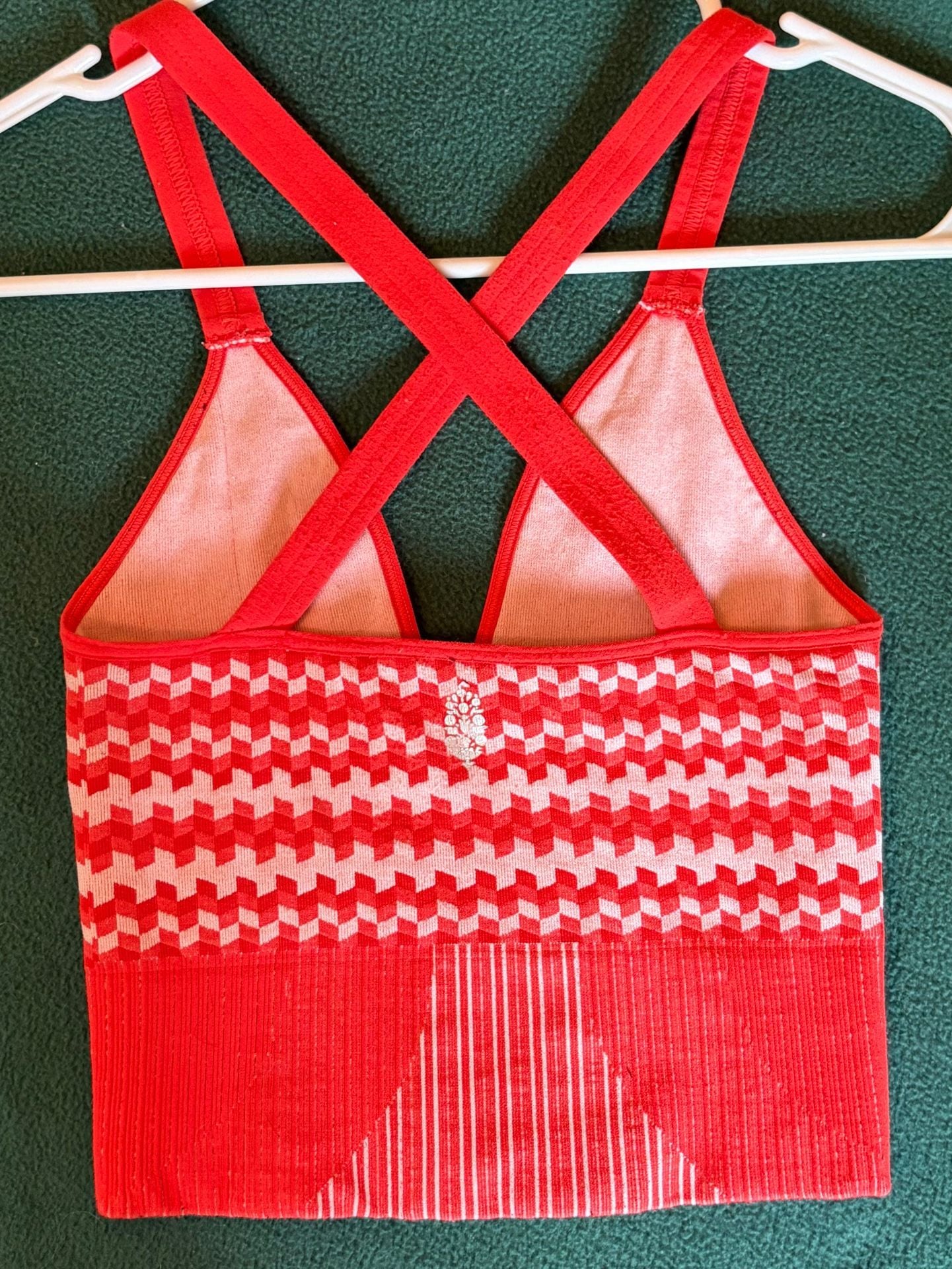 Free People Movement Crop Tank Size XS/S Red White Patterned Activewear 3