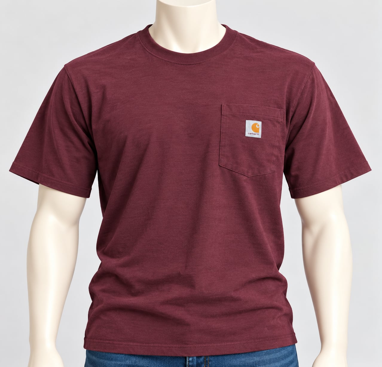 Carhartt K87 Pocket T-Shirt Size M Burgundy Loose Fit Heavyweight 2