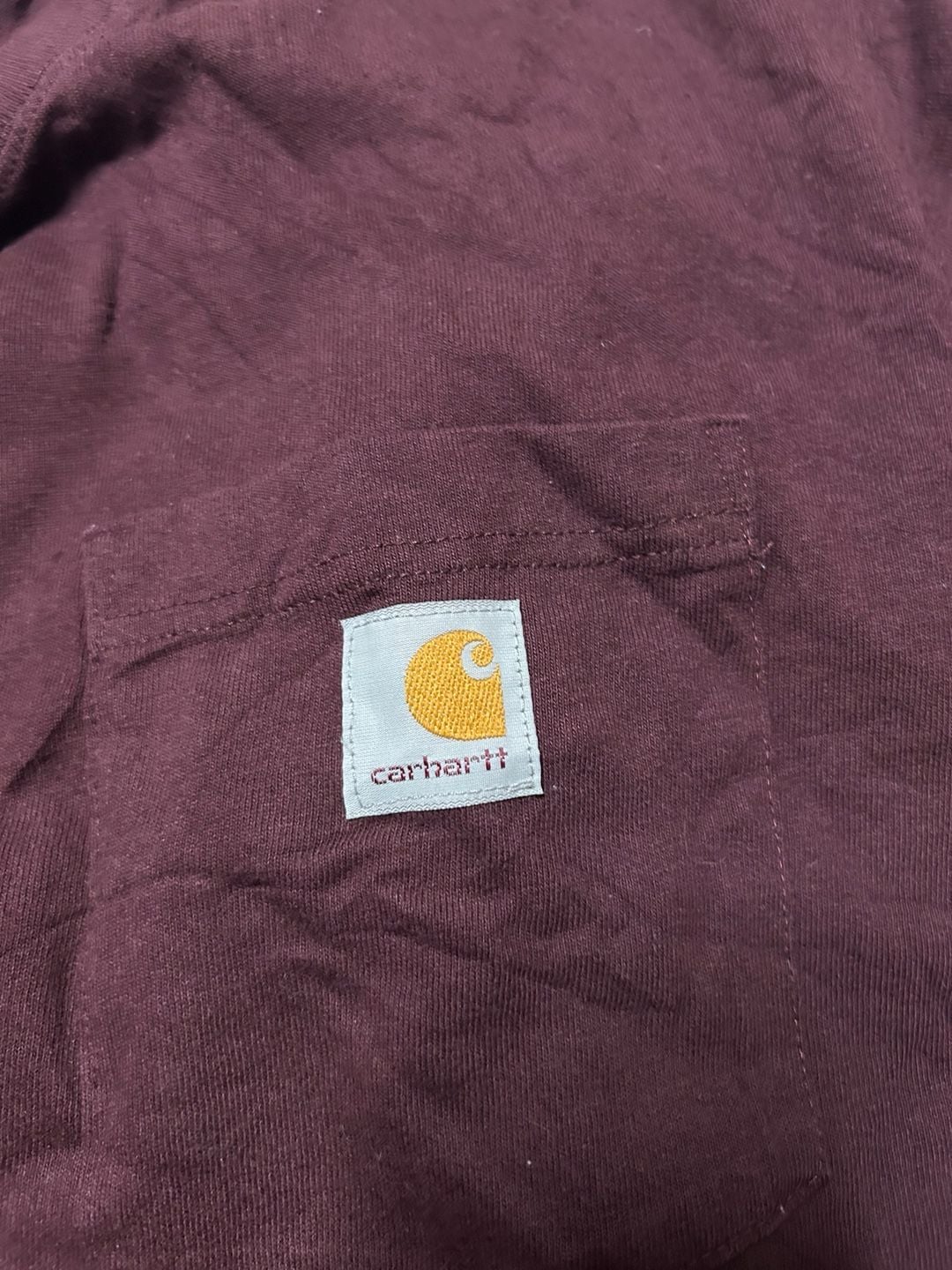 Carhartt K87 Pocket T-Shirt Size M Burgundy Loose Fit Heavyweight 4
