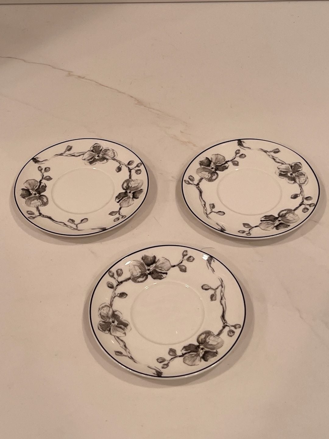 Michael Aram Black Orchid Demitasse Saucer Set of 3 1