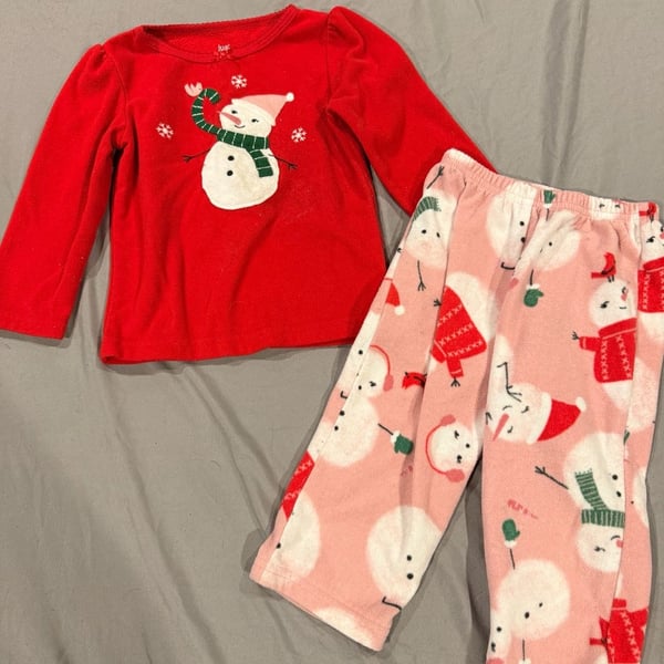 Just One You Made By Carter'S Snowman Pajama Set Size 18M Red Pink Christmas