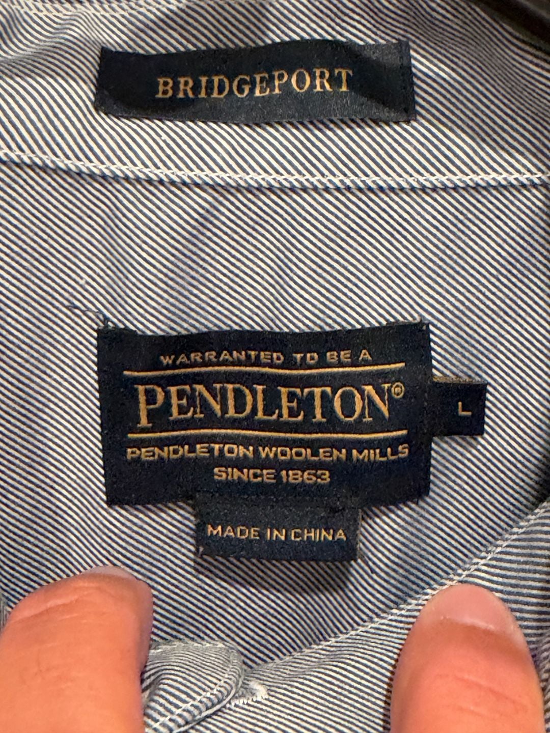 Pendleton Bridgeport Button Down Shirt Size L Blue White Striped Long Sleeve 4