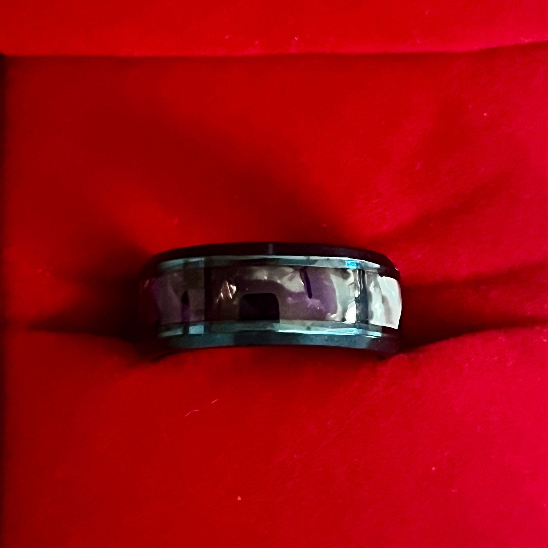 Black Tungsten Carbide Band Ring With Purple Inlay 6mm Band Size 6 2