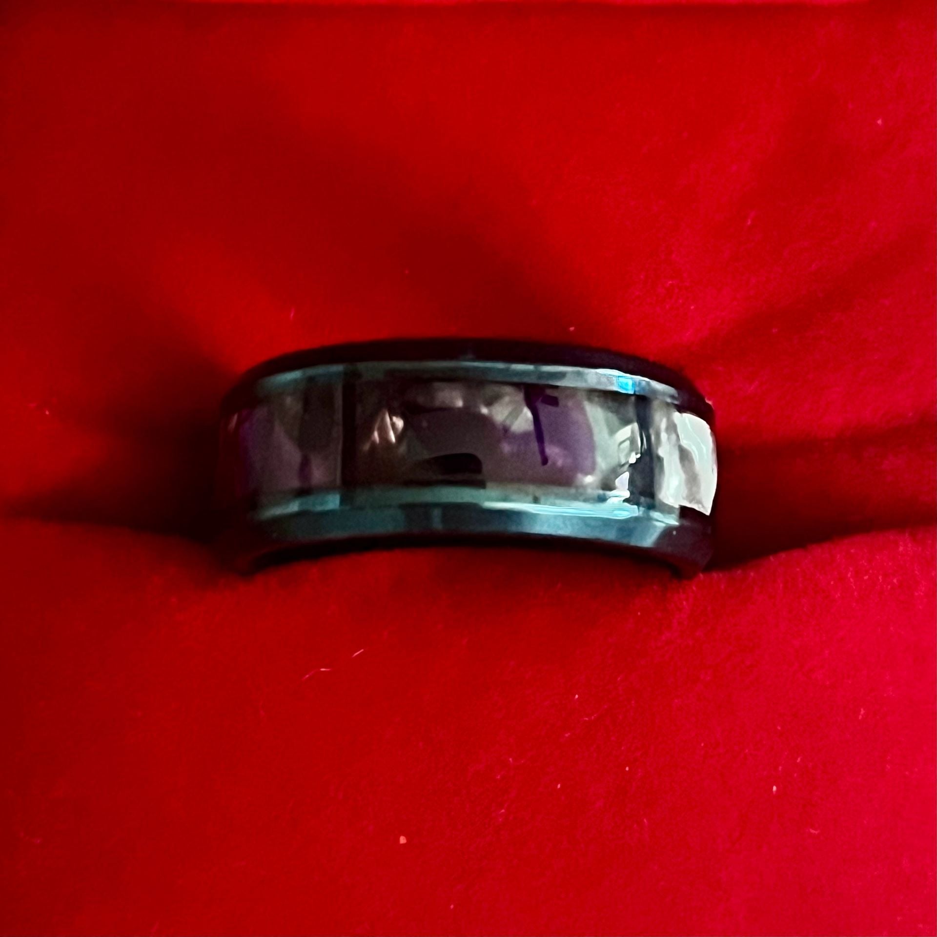 Black Tungsten Carbide Band Ring With Purple Inlay 6mm Band Size 6 3