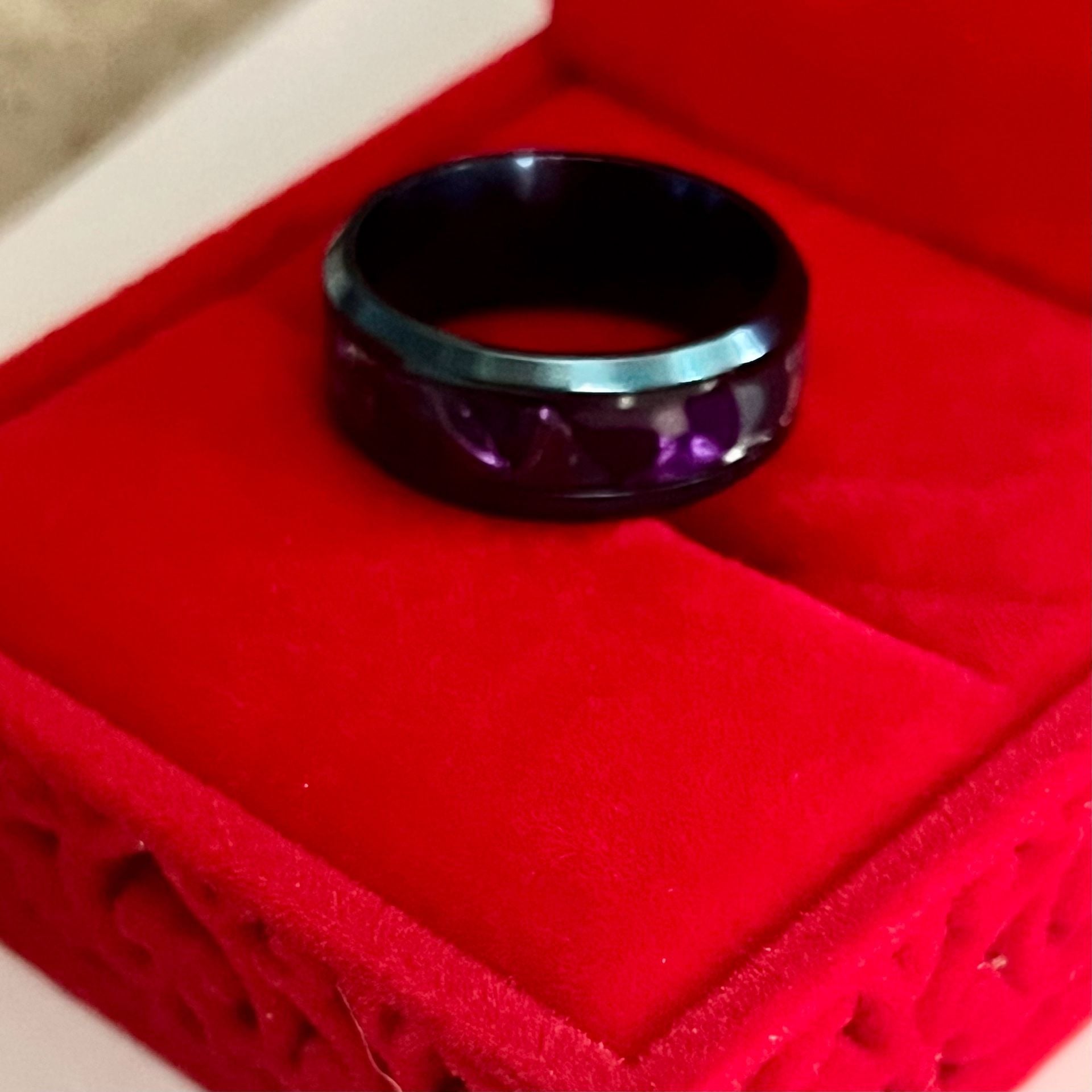 Black Tungsten Carbide Band Ring With Purple Inlay 6mm Band Size 6 4