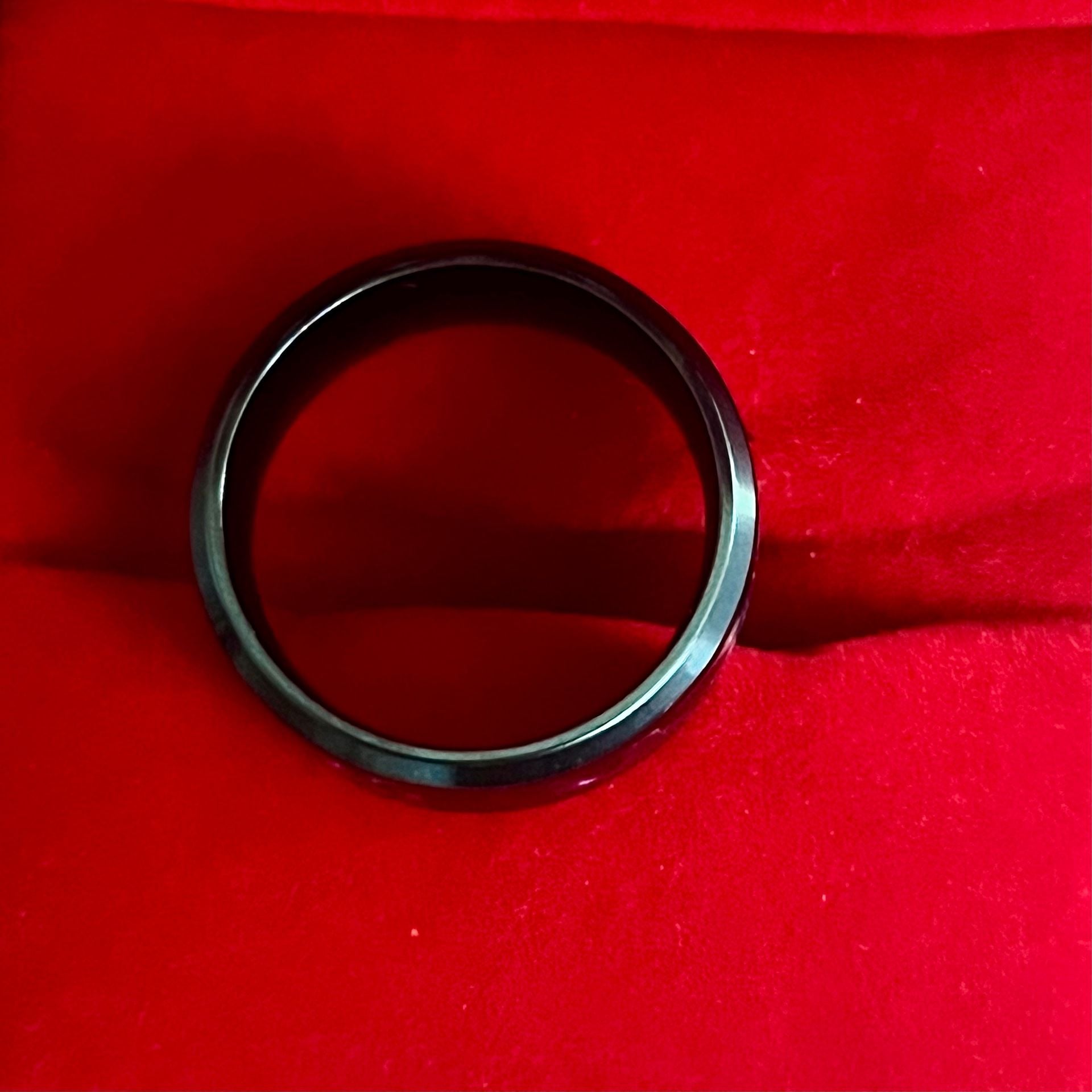 Black Tungsten Carbide Band Ring With Purple Inlay 6mm Band Size 6 5