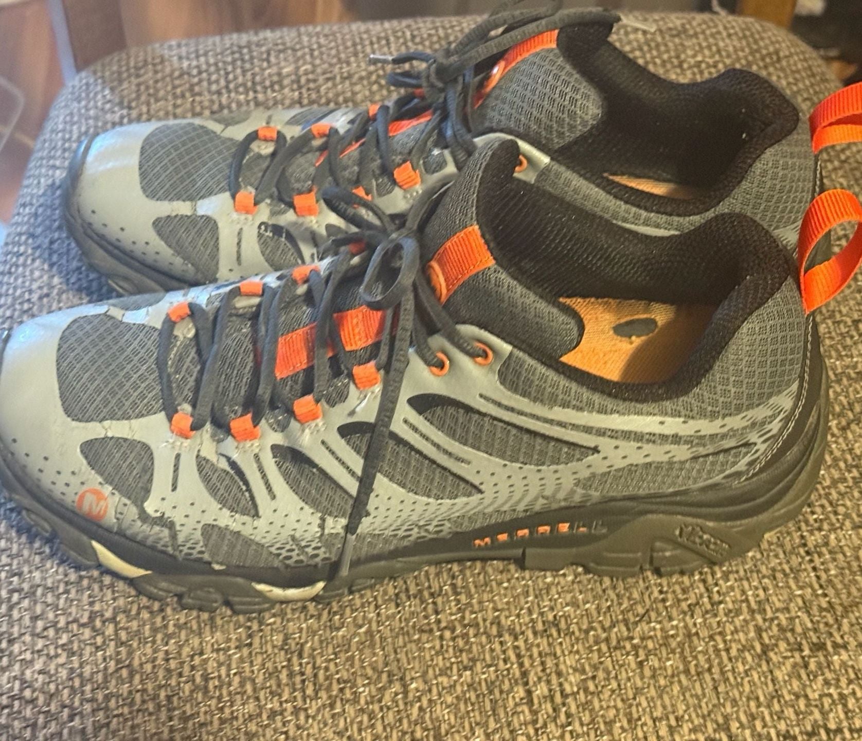 Merrell Moab Edge Hiking Shoes Gray Orange 6