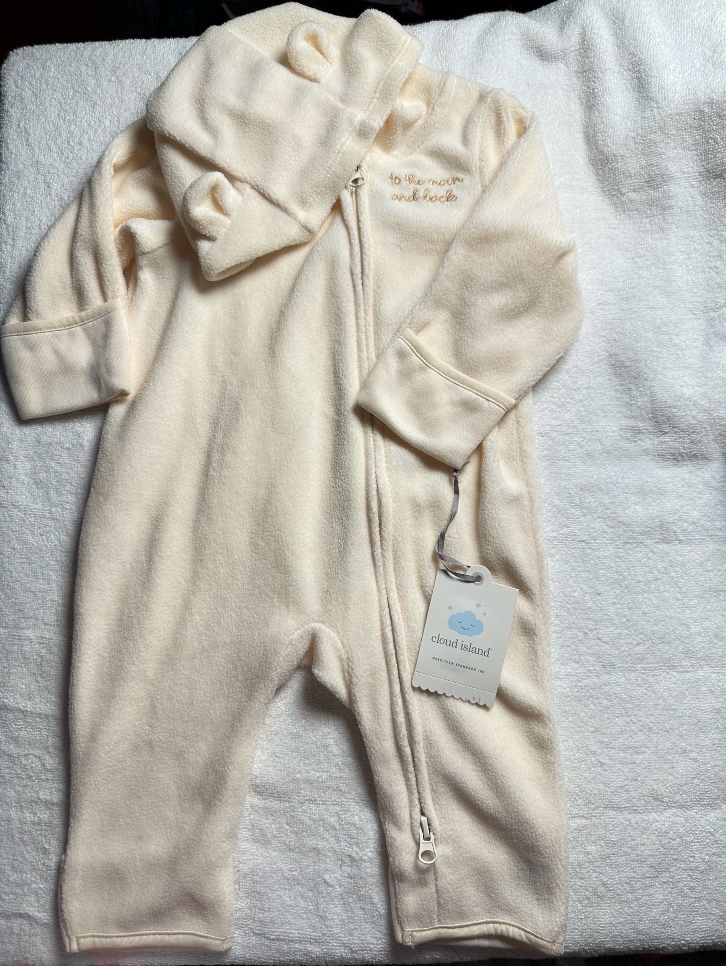 Cloud Island Hooded Fleece Bunting Size 3-6M Off-White 2