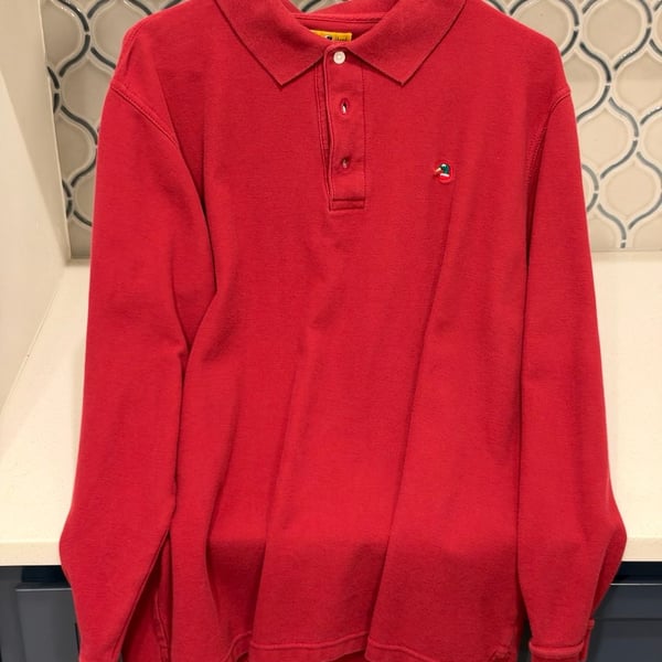 Duck Head Long Sleeve Polo Shirt Size M Red Cotton