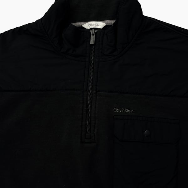 Calvin Klein Mixed-Media Quarter-Zip Pullover Black XL