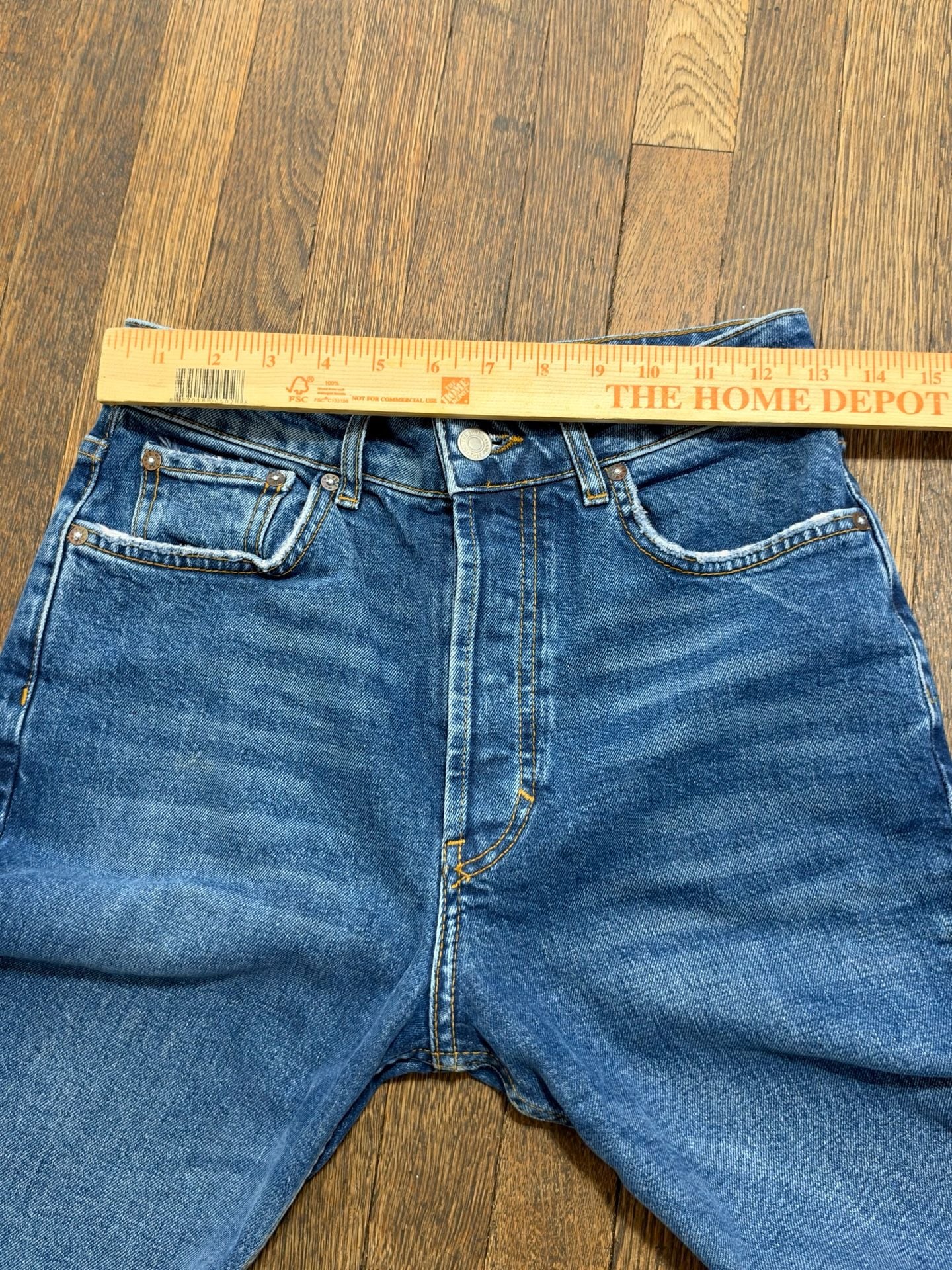 We The Free Emmy Split Hem Jeans Size 27 Blue Denim High Waisted Straight Leg 6
