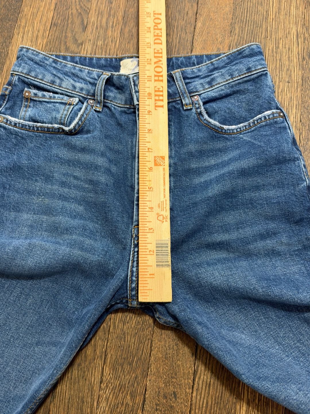 We The Free Emmy Split Hem Jeans Size 27 Blue Denim High Waisted Straight Leg 7