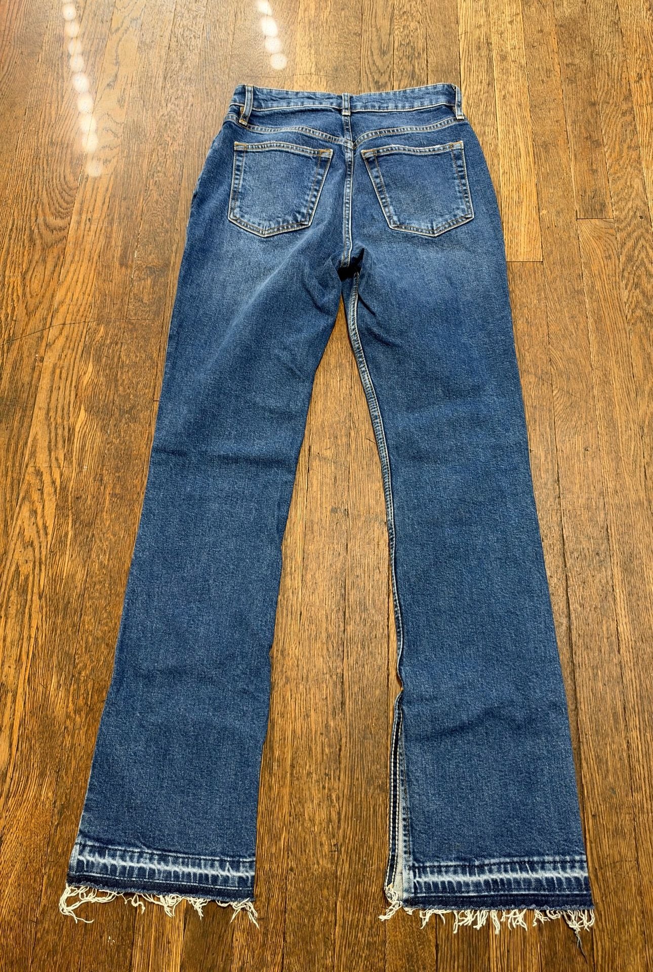 We The Free Emmy Split Hem Jeans Size 27 Blue Denim High Waisted Straight Leg 9