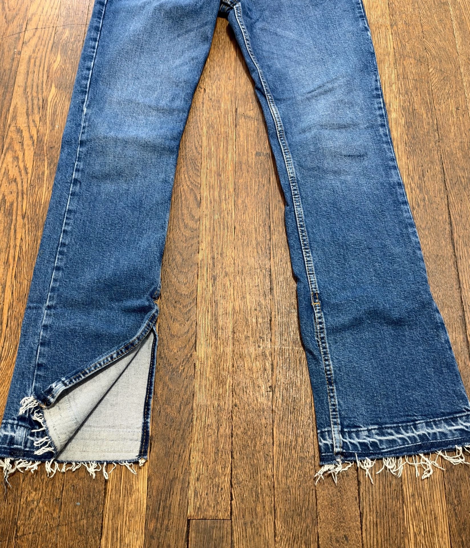 We The Free Emmy Split Hem Jeans Size 27 Blue Denim High Waisted Straight Leg 13