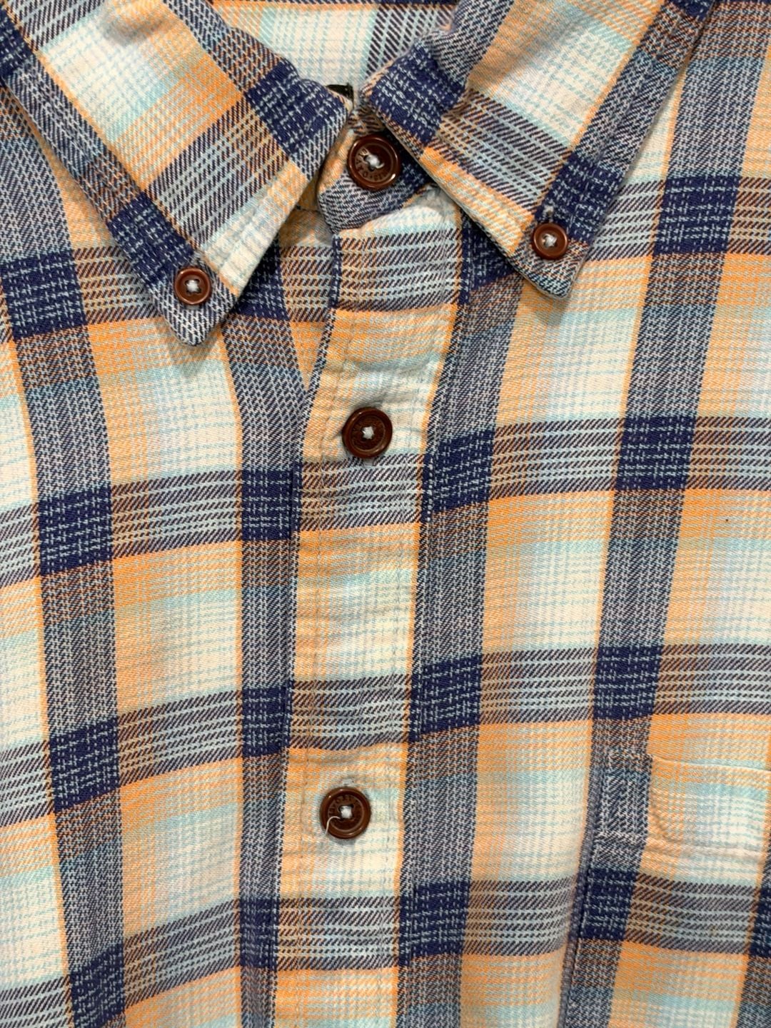Orvis Plaid Long Sleeve Button Down Flannel Shirt Size XXL Blue Orange 3
