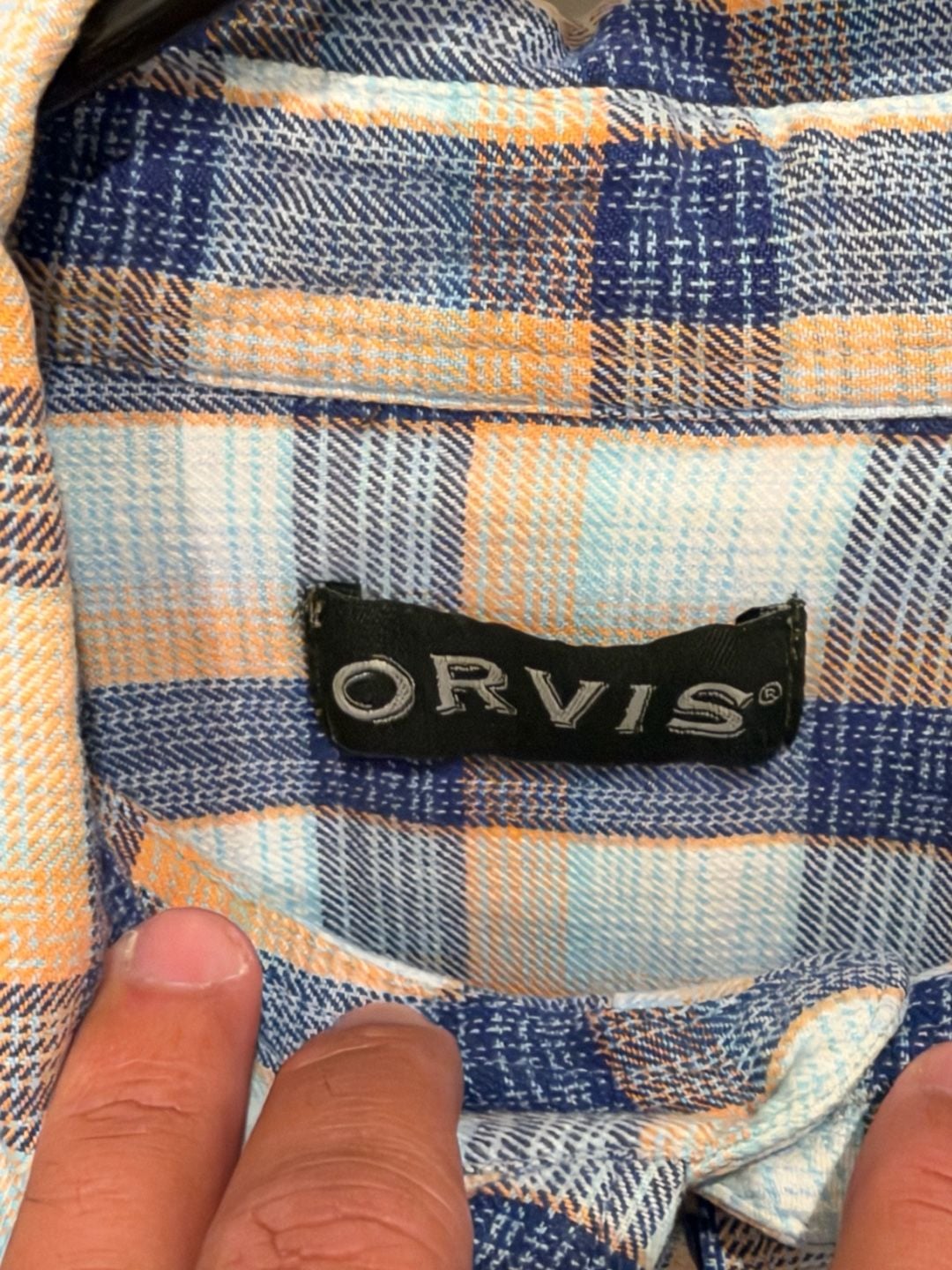 Orvis Plaid Long Sleeve Button Down Flannel Shirt Size XXL Blue Orange 4