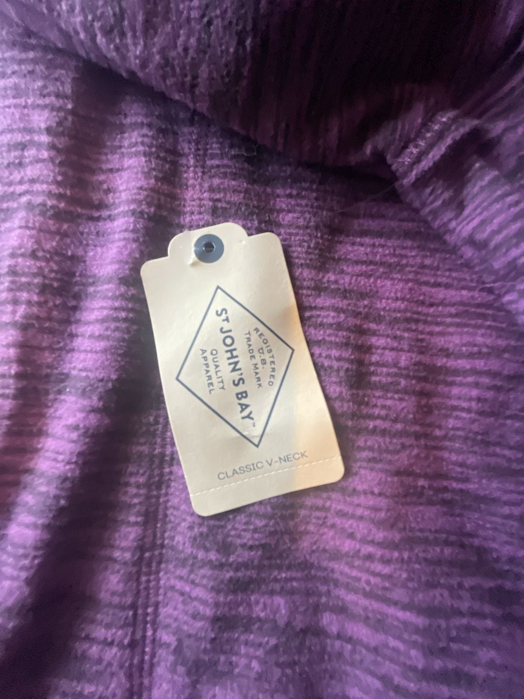 St. John's Bay Classic V-Neck Size XL Purple Long Sleeve Top 7