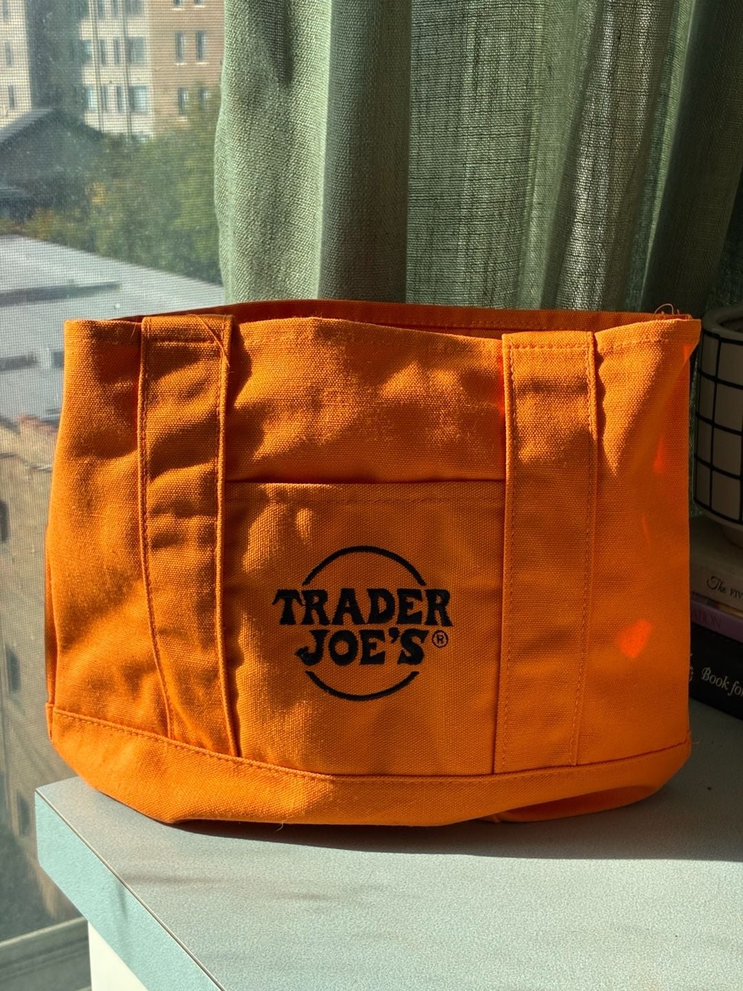 Trader Joe's Orange Mini Canvas Tote Bag 2