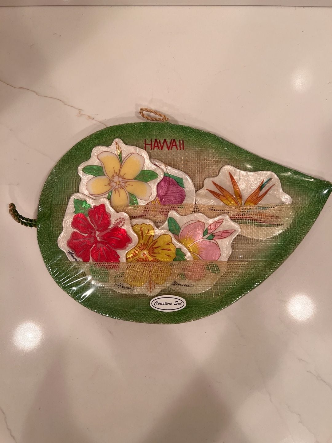 Vintage Hawaiian Tropical Shell Coaster Set 1