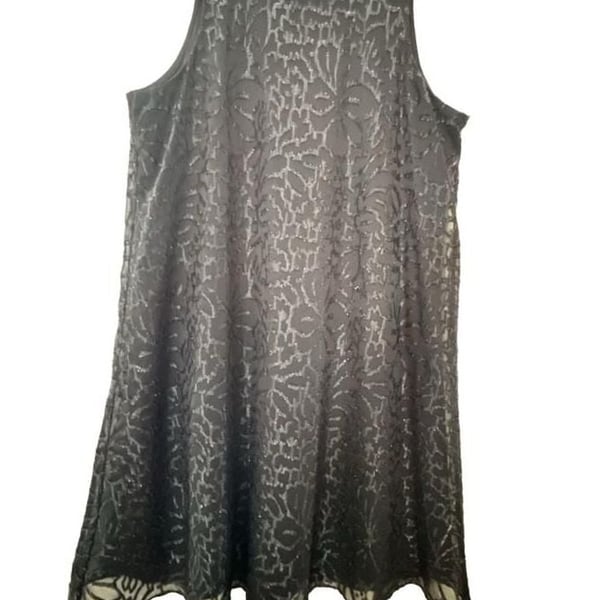 Calvin Klein Black Sleeveless Floral Textured Dress